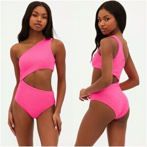 BEACH RIOT Celine Cutout One-Shoulder One-Piece Swimsuit Strawberry Moon Terry